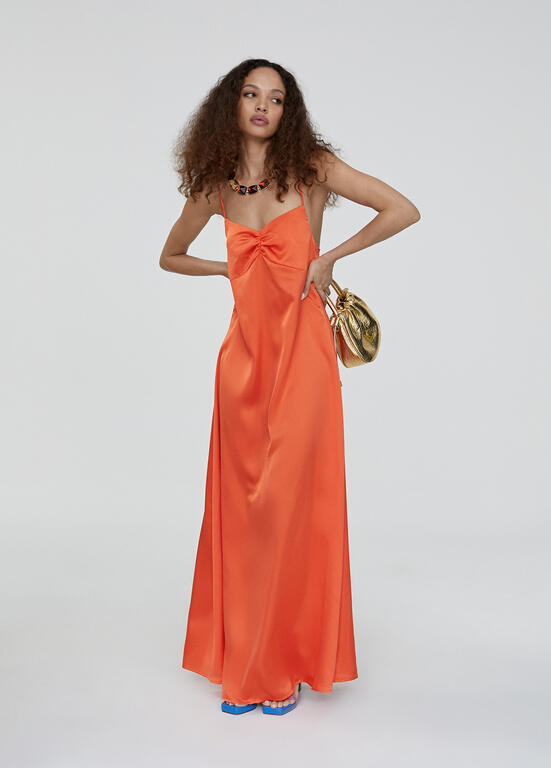 Robe longue dos plongeant - Orange