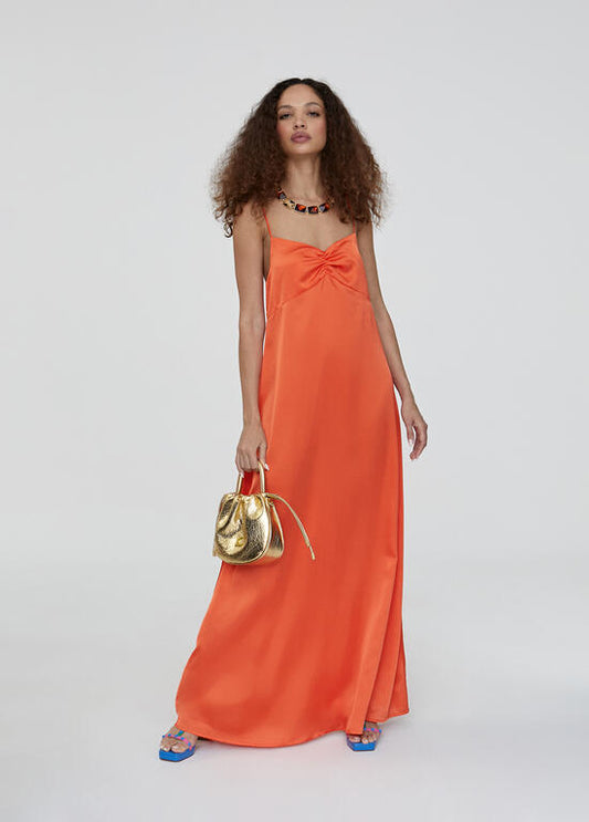 Robe longue dos plongeant - Orange