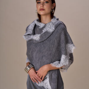 Écharpe avec dentelle JADE - gris