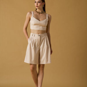 Bermuda à rayures dorées - noisette