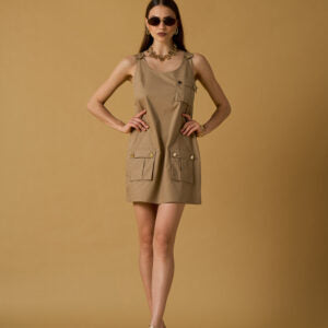 Robe cargo sans manches LOLA - Moka