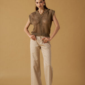 Cardigan ajouré de luxe - brun