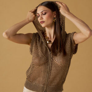 Cardigan ajouré de luxe - brun