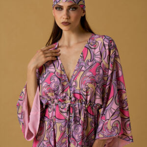 Longue robe à col en V LOLA - Multicolore