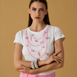 T-shirt collier de bonbons PERLA - Blanc