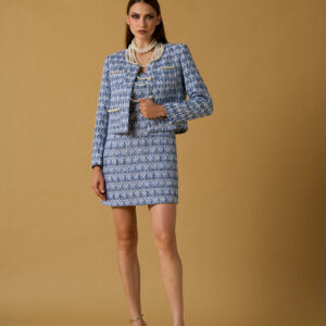 Veste bouclée avec perles JEANNE - bleu