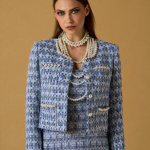 Veste bouclée avec perles JEANNE - bleu