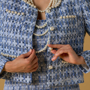 Veste bouclée avec perles JEANNE - bleu
