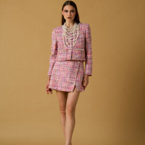 Veste bouclée avec perles JEANNE - rose