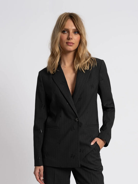Blazer à fines rayures avec logos JORDEN - noir