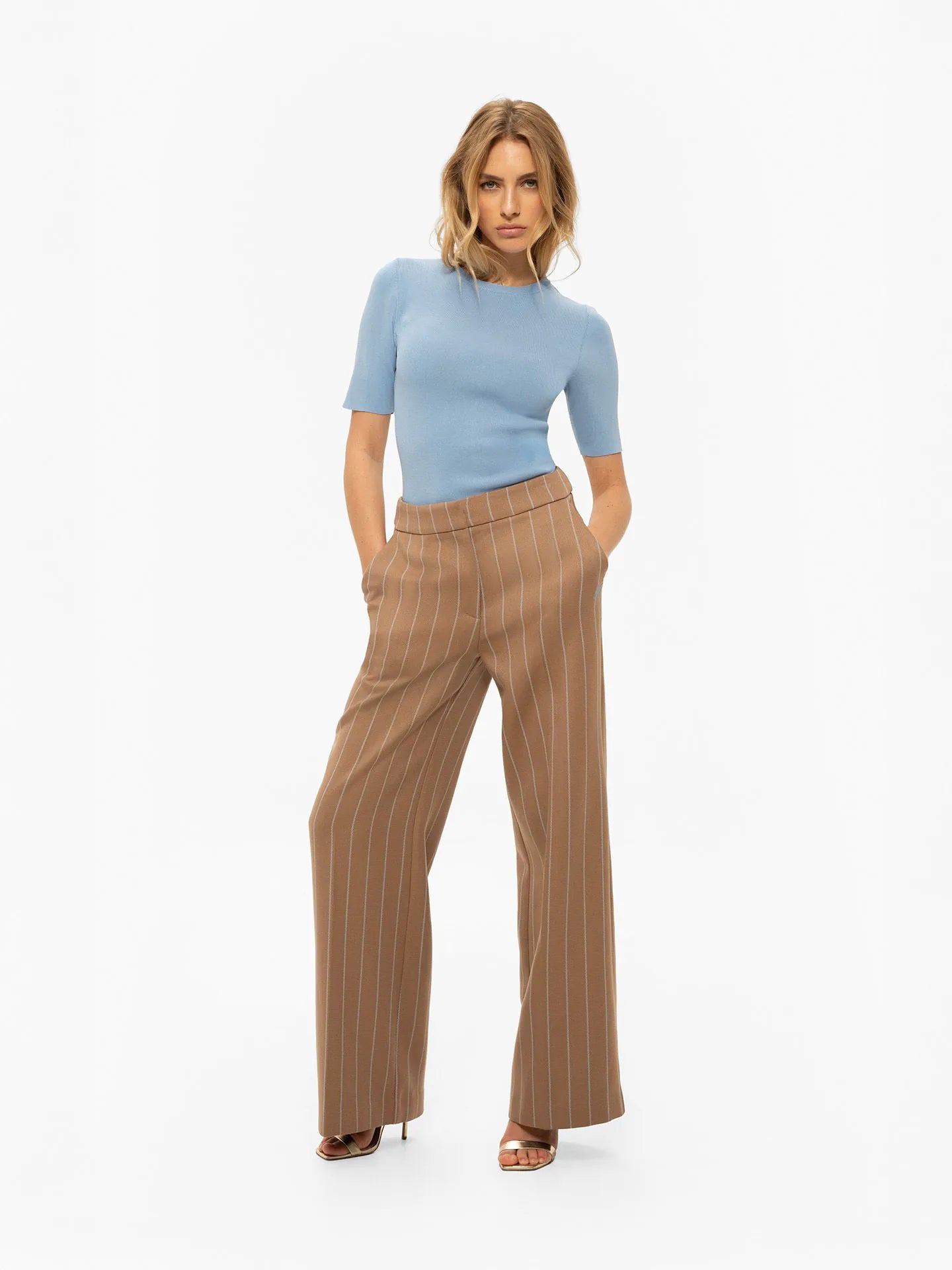 Pantalon à rayures fines MEAVE - Cannelle