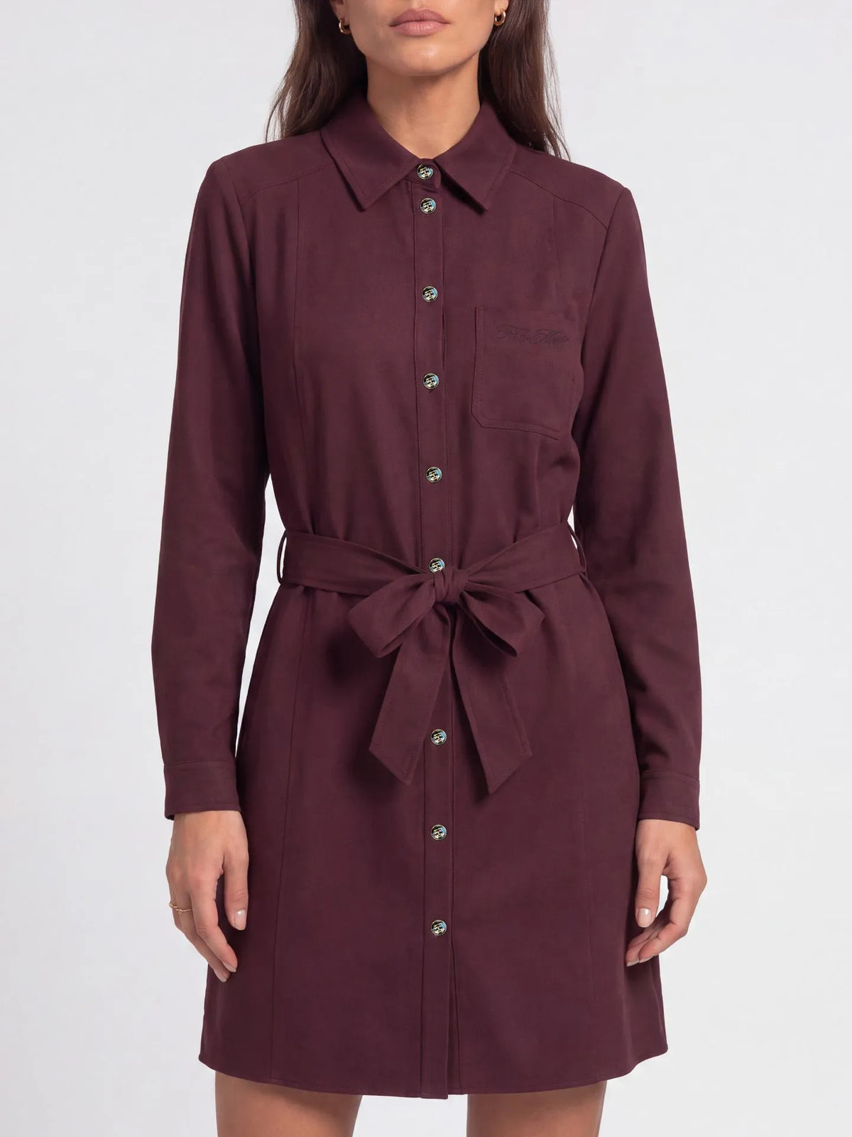 Robe chemise avec ceinture PEGGI - Vin de raisin