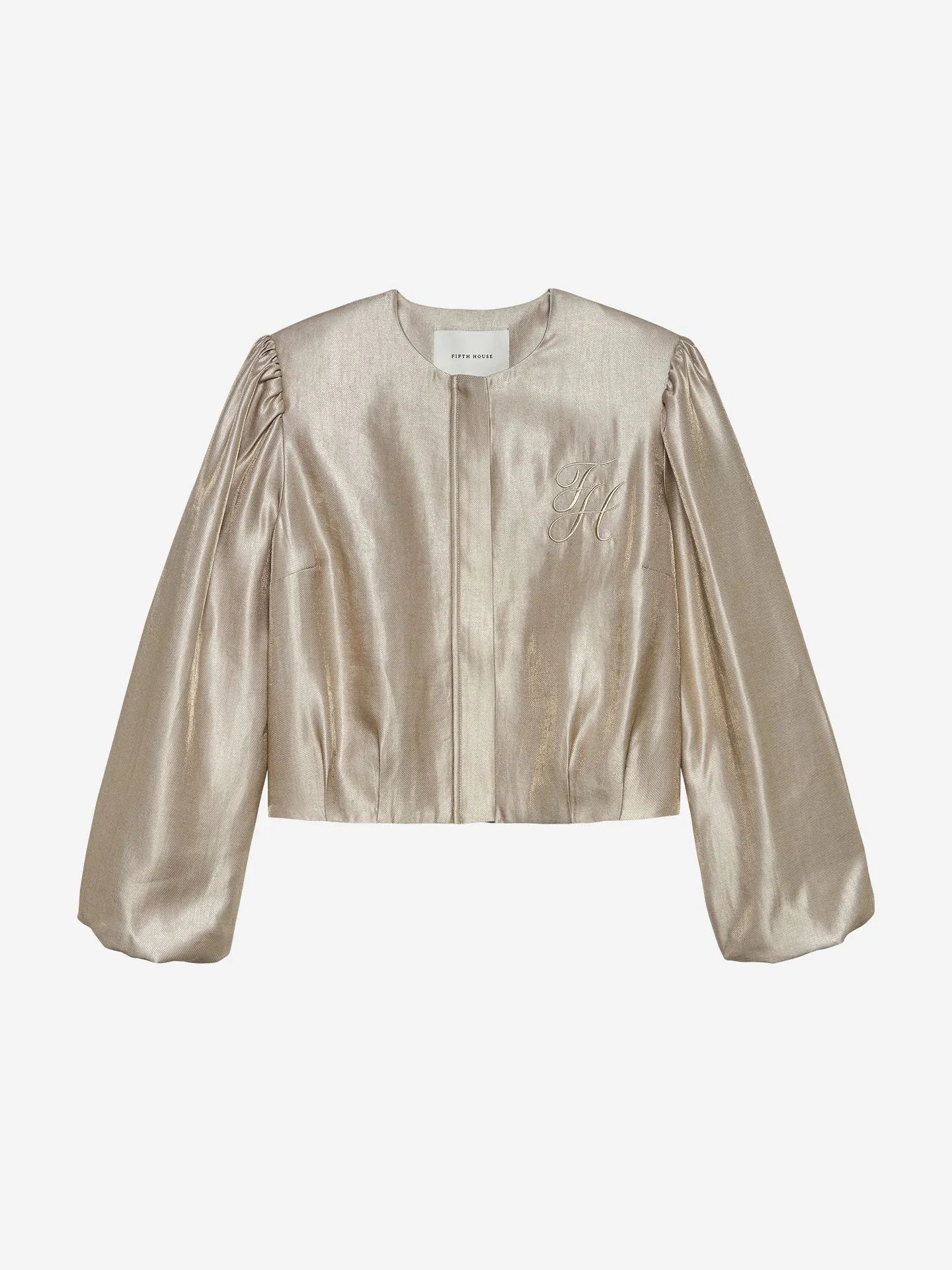 Haut brillant avec manches ballons MANOUK - Gris plume