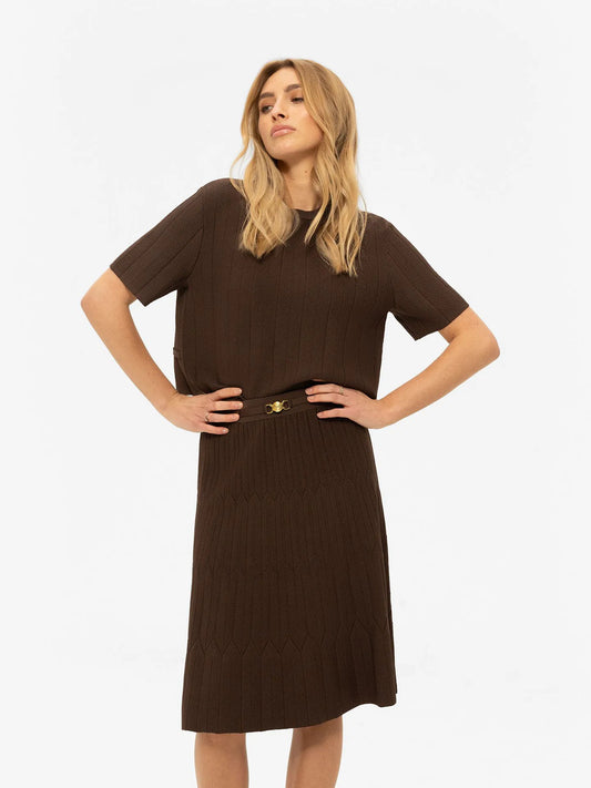 Jupe trapèze avec détails de logo MAIYA - brun