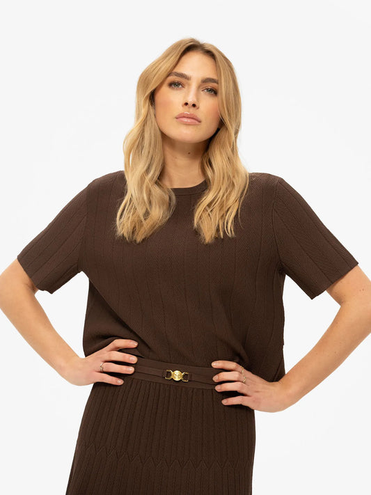 Haut avec détails du logo MAIYA - brun