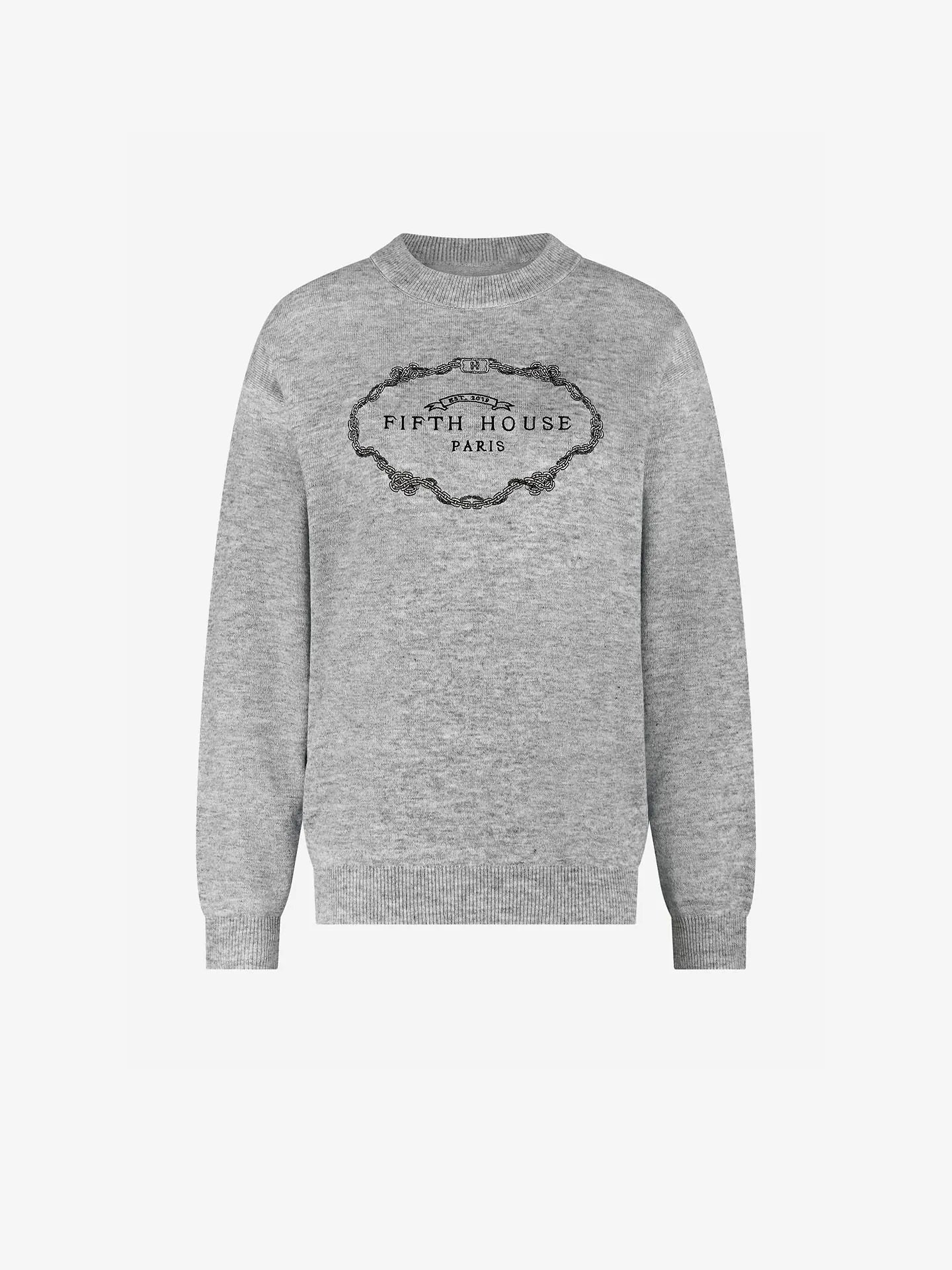 Pull oversize avec logo imprimé JERMAIN - Gris chiné