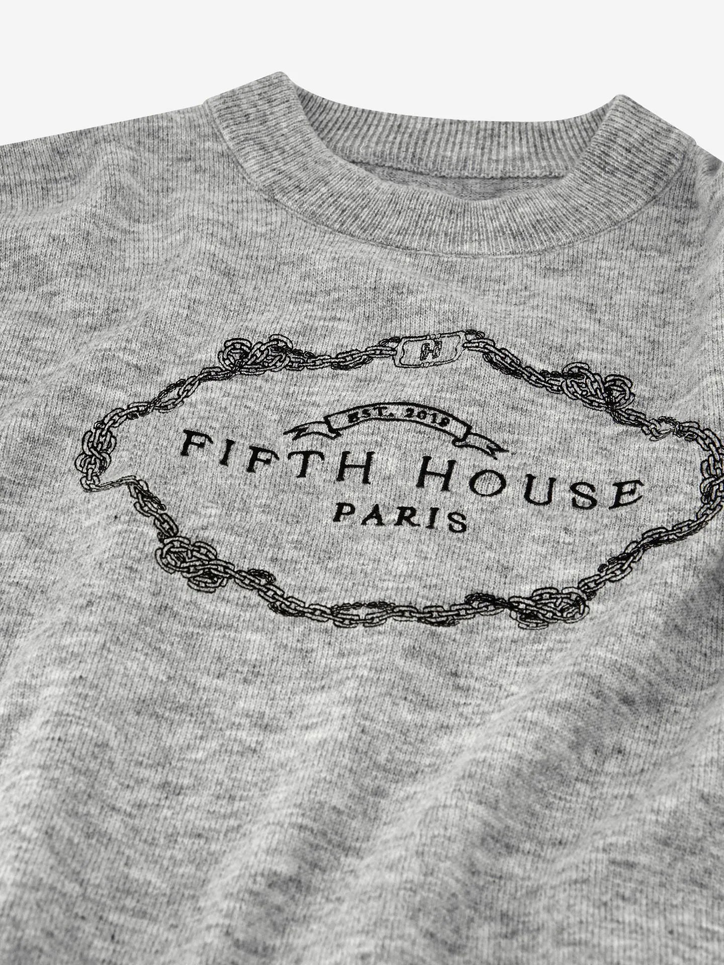 Pull oversize avec logo imprimé JERMAIN - Gris chiné