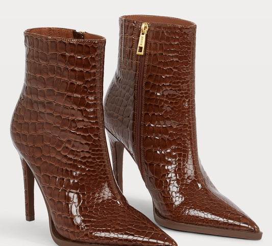 Botillons JIELLE - motif croco Mocha Brown