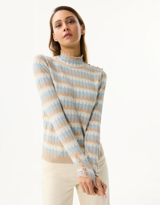 Pull rayures scintillantes ALIZEE - bleu ciel