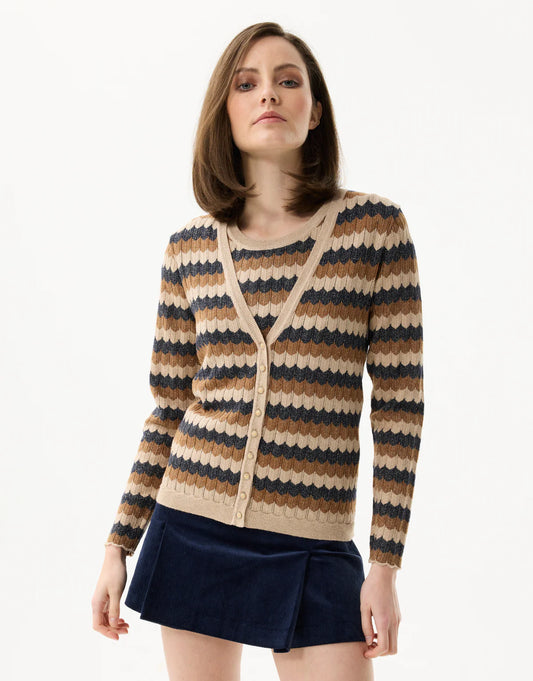 Twin-set rayé scintillant CHARLOTTE - bleu beige
