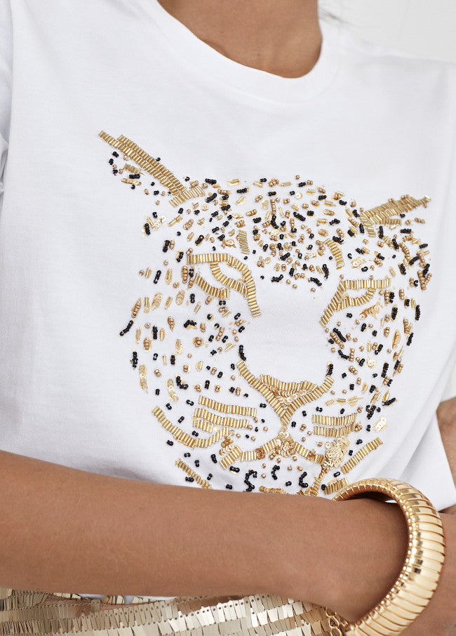 T-shirt tigre brodé - Blanc