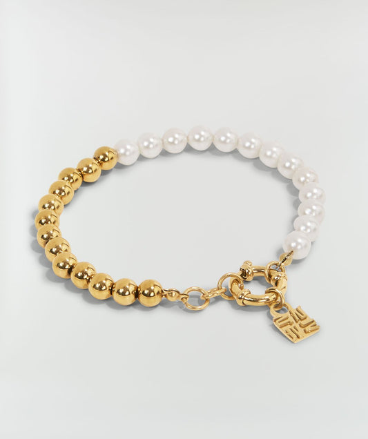 Bracelet perles et logo ELEIA - antique gold