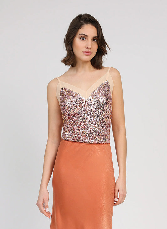 Top sequins ADONISIA - multi rose