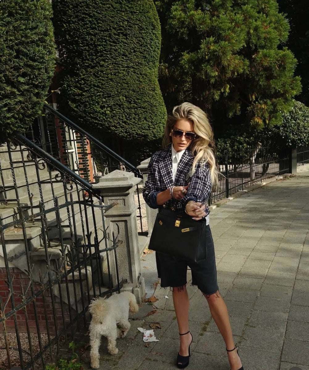 Blazer court à motif à carreaux JORDYN - nuit marine