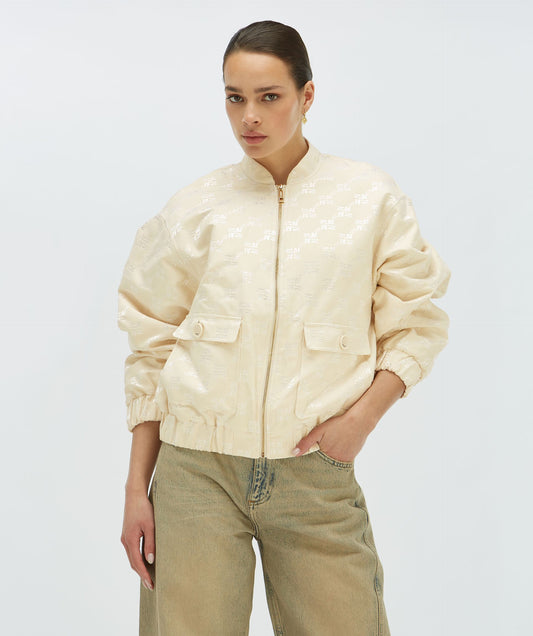 Veste Bomber KELSEY - motif logo écru