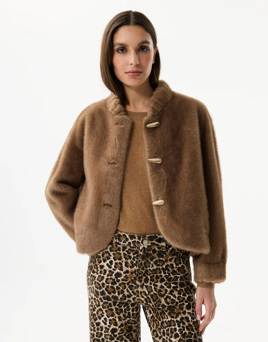 Veste courte en fausse fourrure GISELE - camel