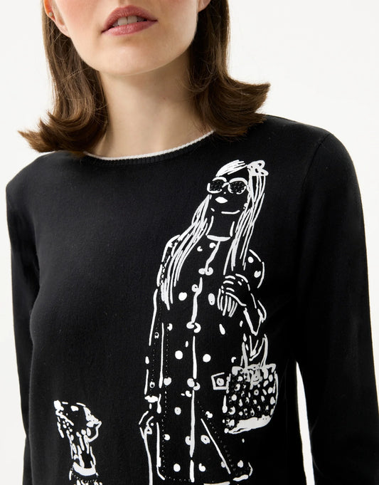Sweatshirt design chien THEA - noir