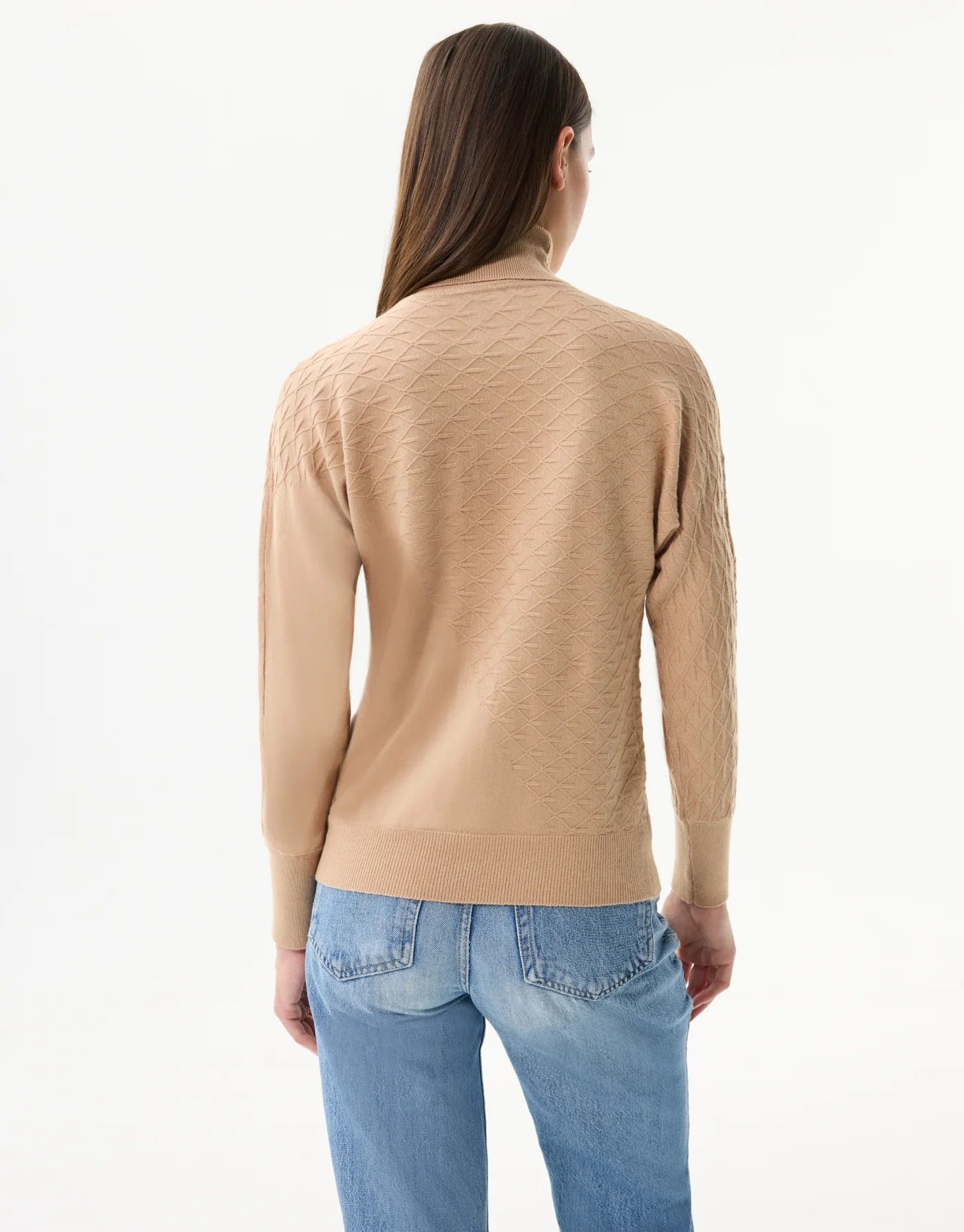 Pull col roulé en maille strass MILA - beige