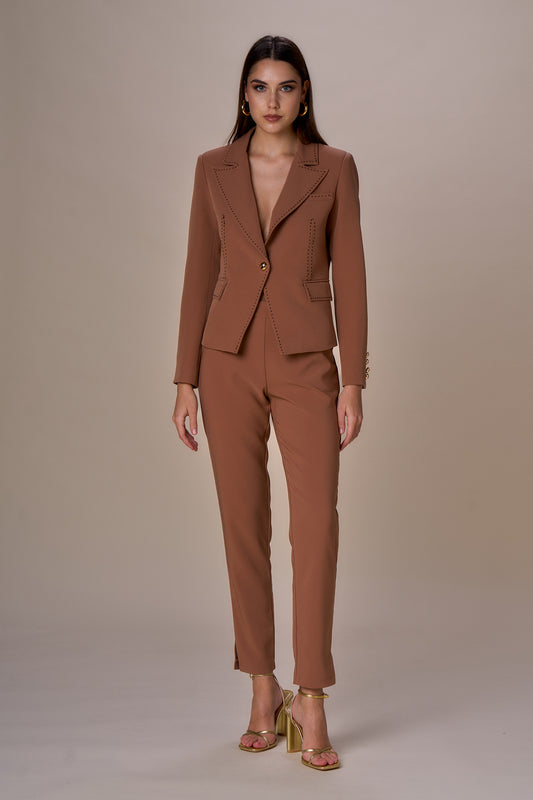 Blazer surpiqûres contrastées TERRA - caramel &. Chocolat