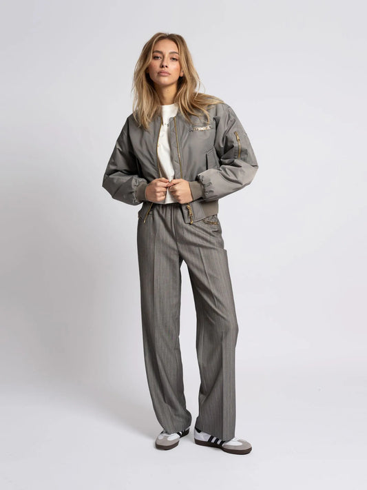 Pantalon rayé avec détails de chaîne LUBLIN - gris