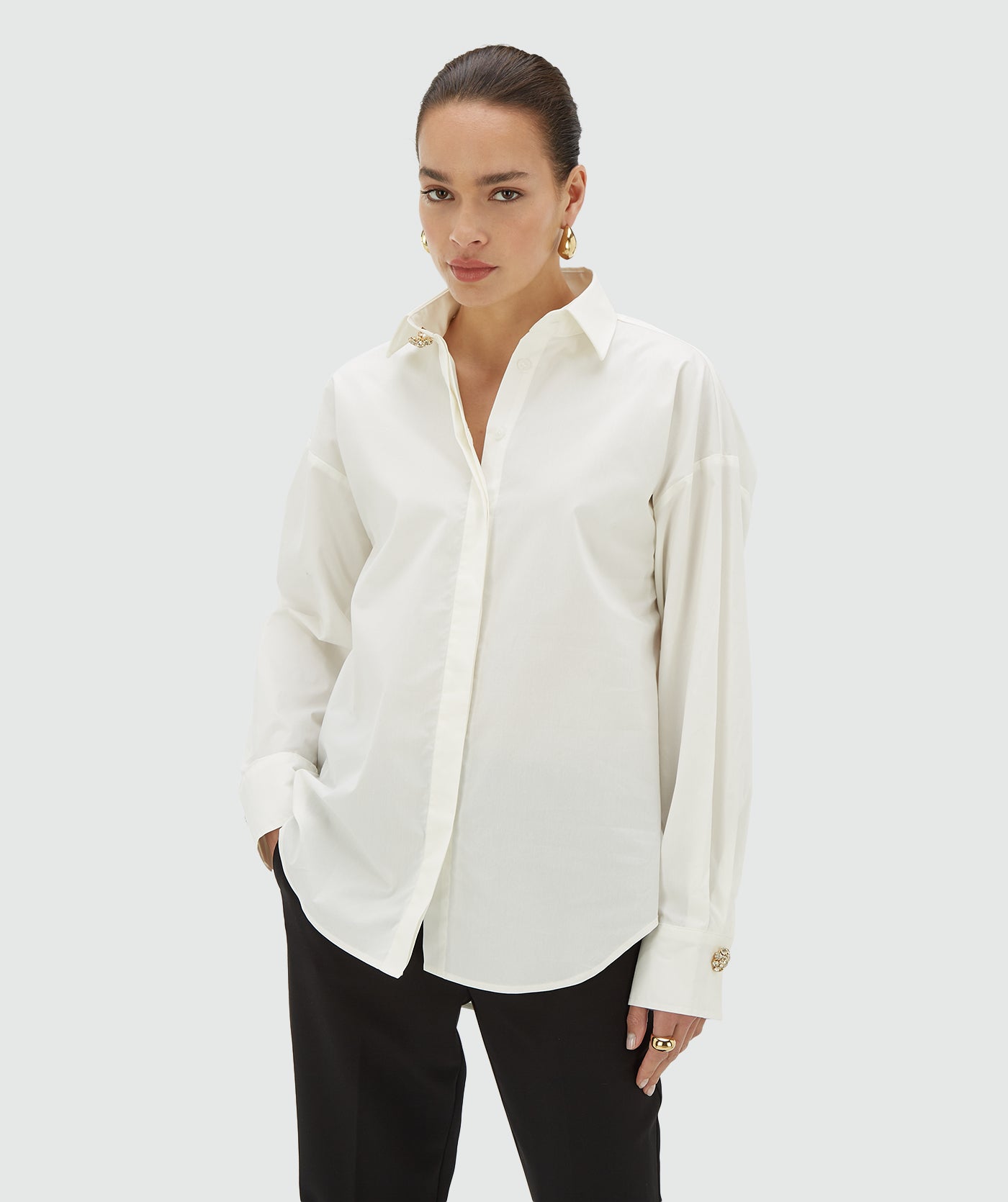 Blouse oversize LAURI avec dos ouvert - blanc cassé