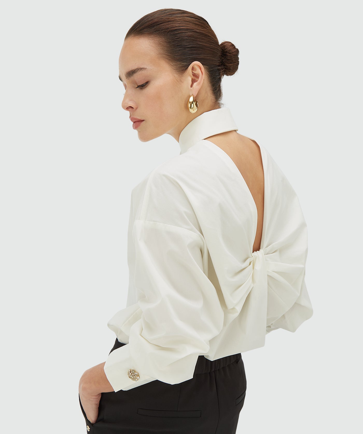 Blouse oversize LAURI avec dos ouvert - blanc cassé
