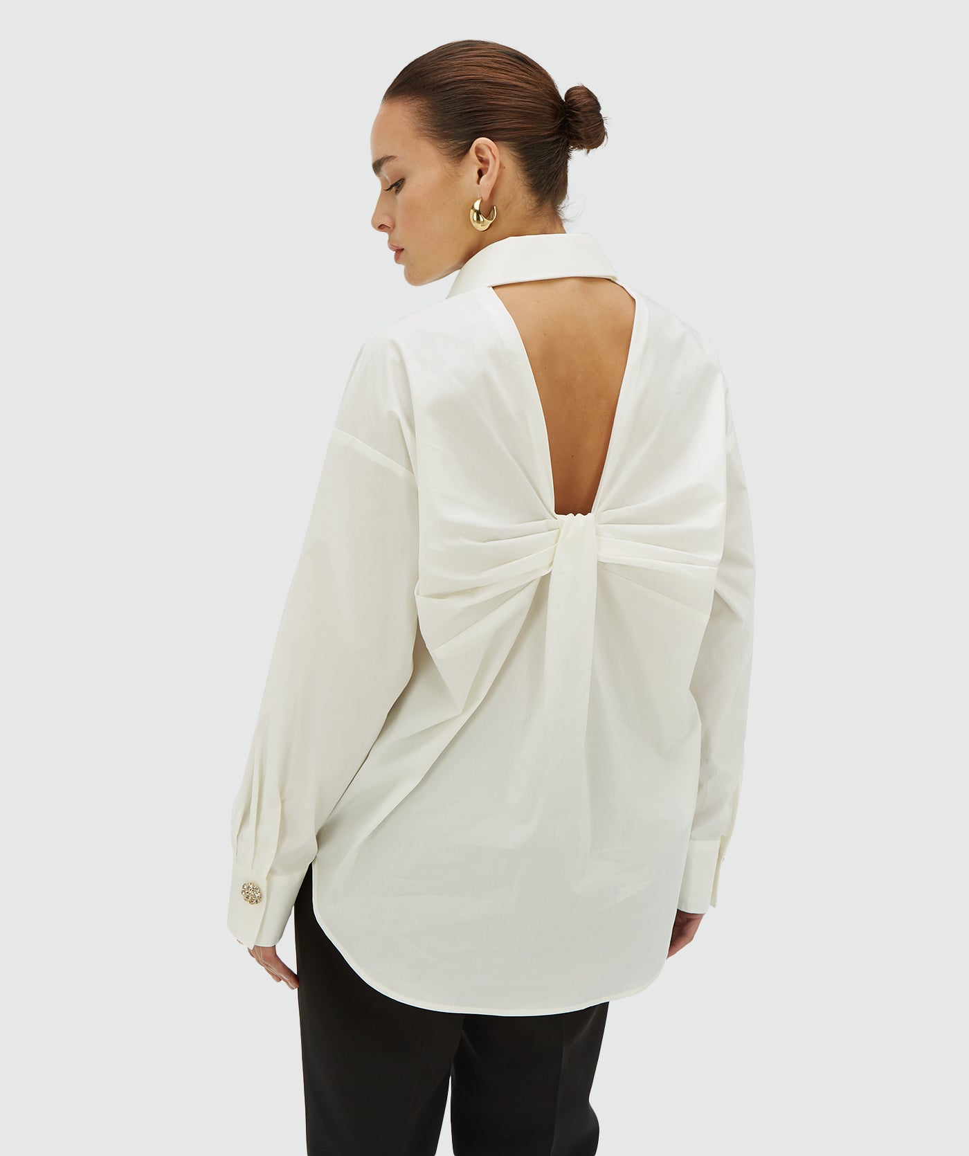 Blouse oversize LAURI avec dos ouvert - blanc cassé