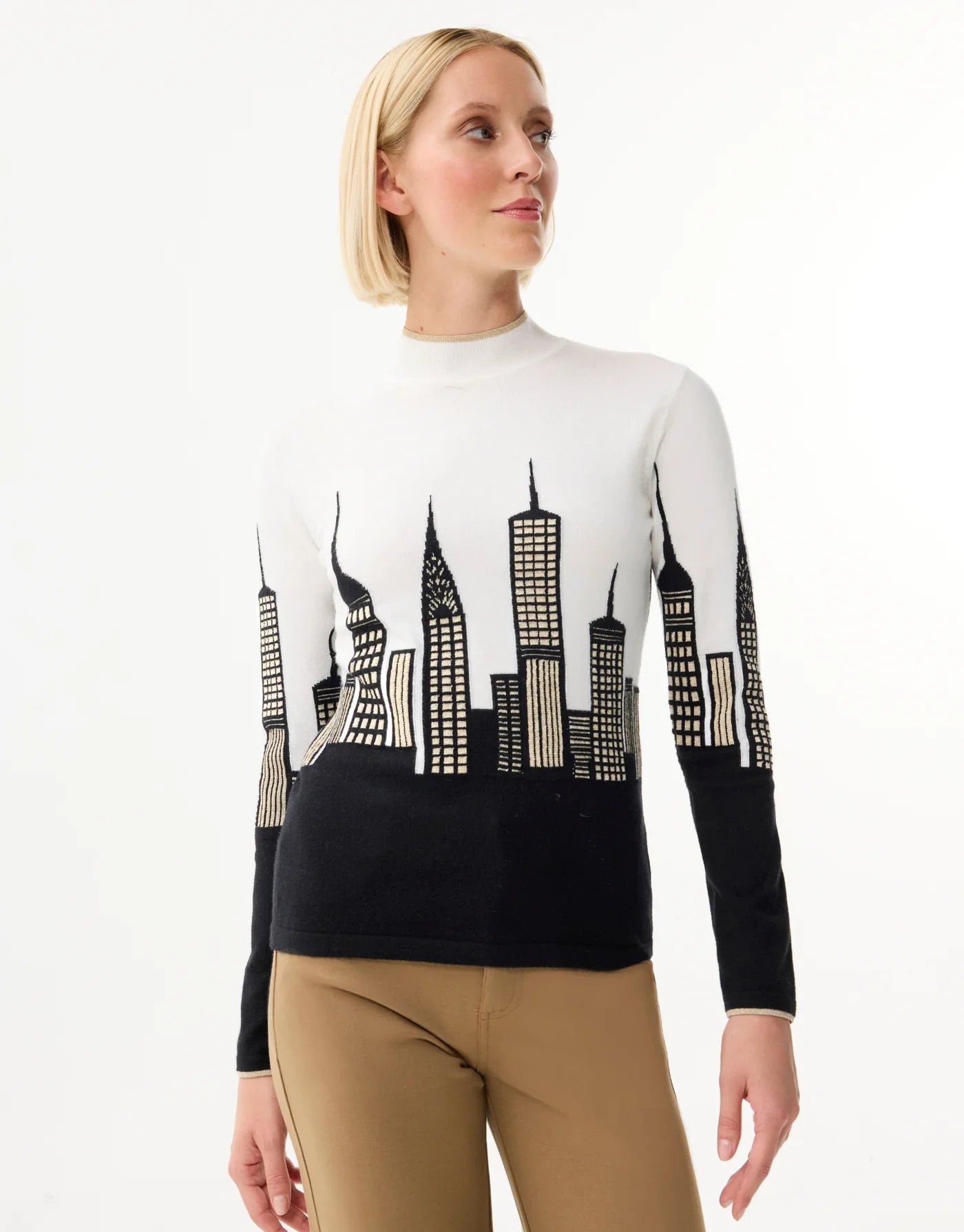 Pull à col montant EMPIRE - motif skyline