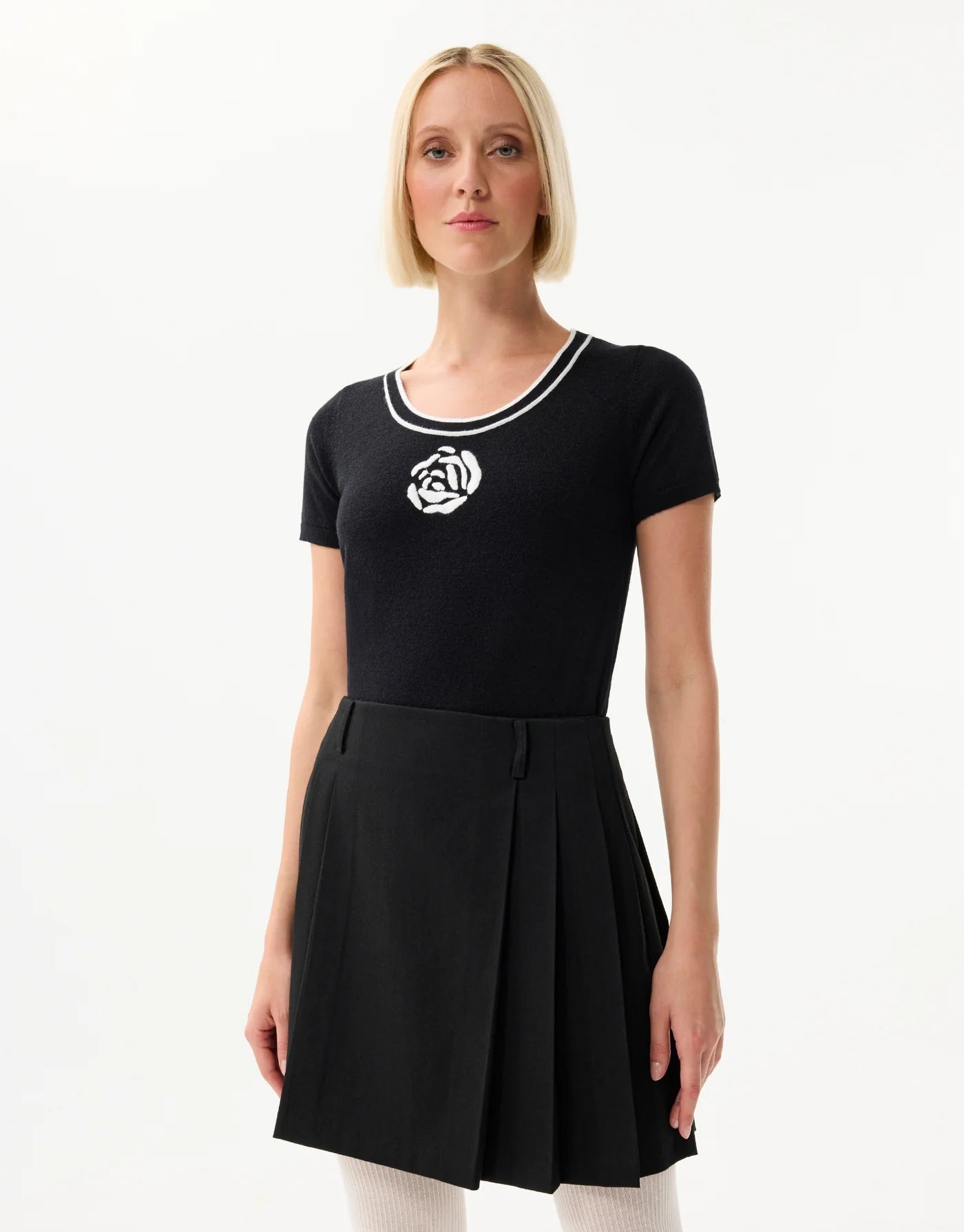 Twin-set CAMÉLIA - floral noir et Blanc