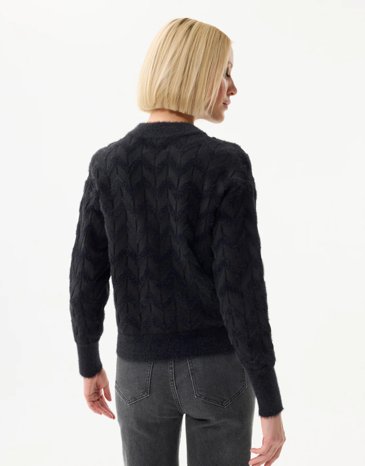 Cardigan texture RONY -  chevrons noirs