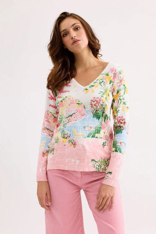 Pull imprimé paysage pastel GERMAINE - mutlicolor
