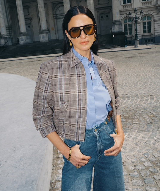 Veste oversize PEPPER - check cognac