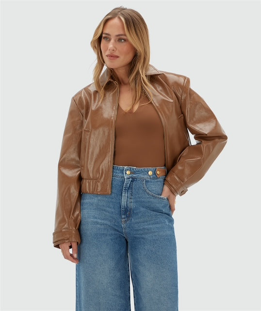 Bomber au look breveté PEADEN - cognac
