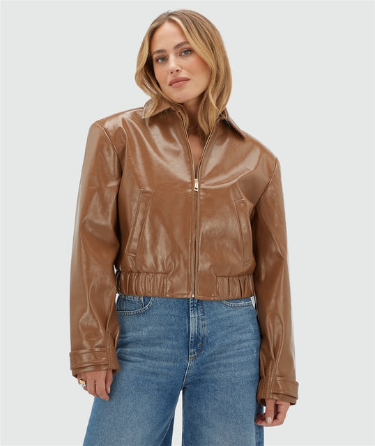 Bomber au look breveté PEADEN - cognac