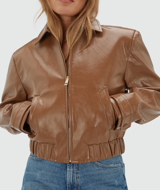 Bomber au look breveté PEADEN - cognac