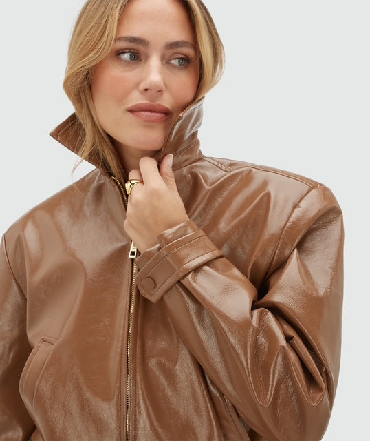 Bomber au look breveté PEADEN - cognac