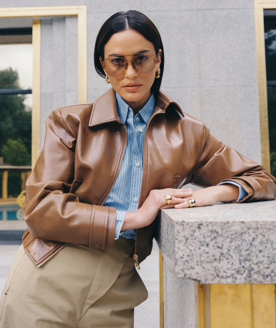 Bomber au look breveté PEADEN - cognac