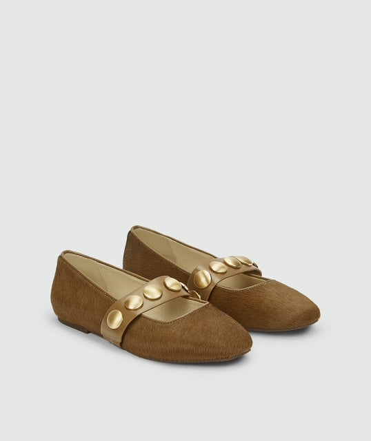 Ballerine avec cheveux de poney CARLISE - kaki
