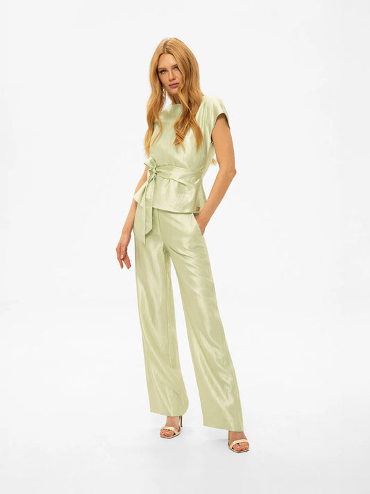 Pantalon avec des paillettes subtiles PORLAMAR - Aloe vera