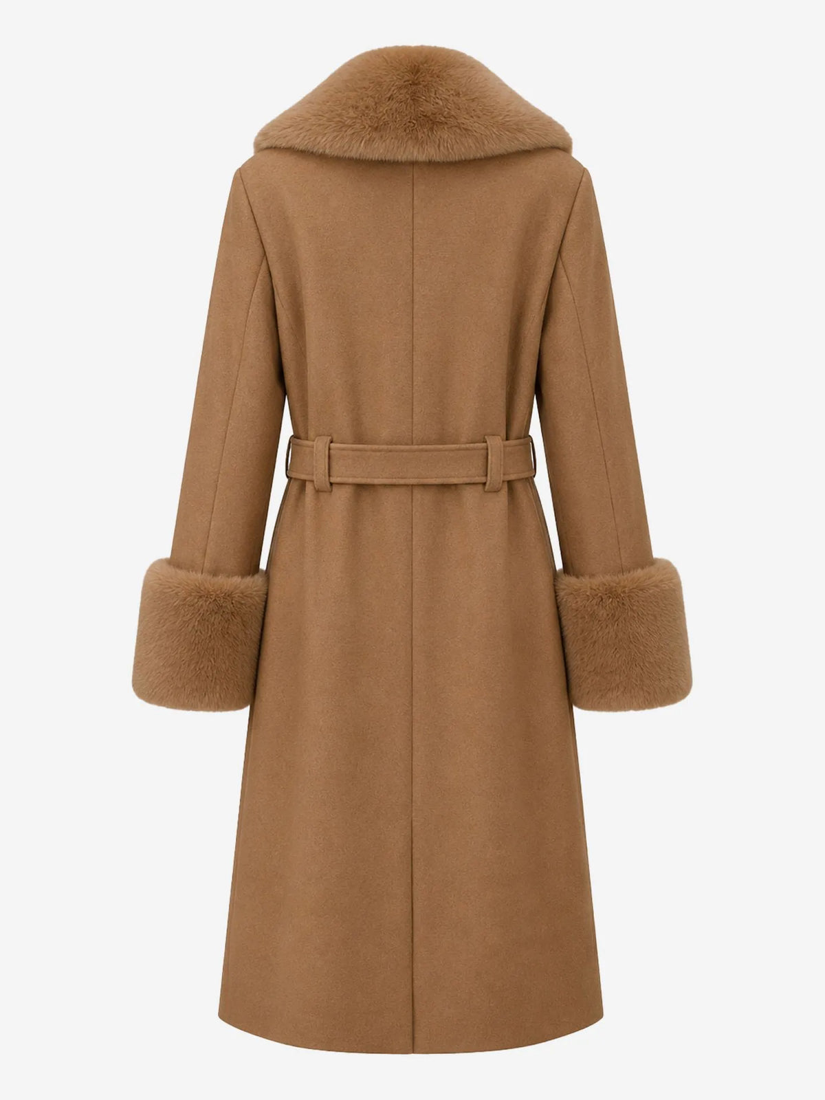 Manteau long avec des détails en fausse fourrure AURIA - Camel